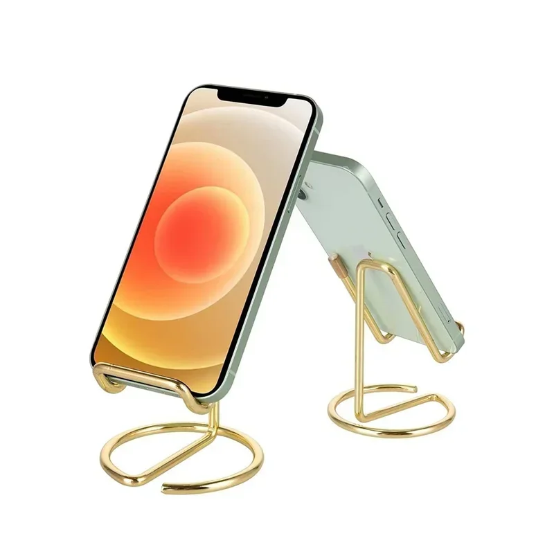 1/2pc metal preguiçoso fio suporte portátil do telefone móvel ouro para ipad telefone móvel rack de armazenamento universal acessórios decoração mesa