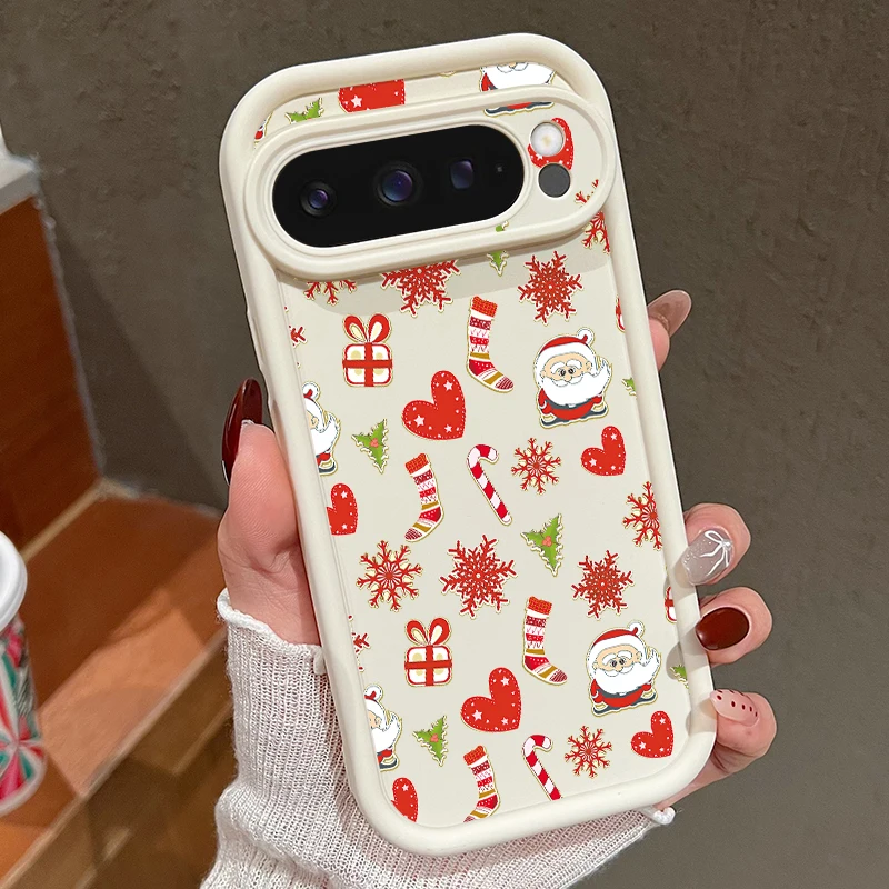Google Pixel 9 Pro - Cartoon Christmas Patterned Phone Case For