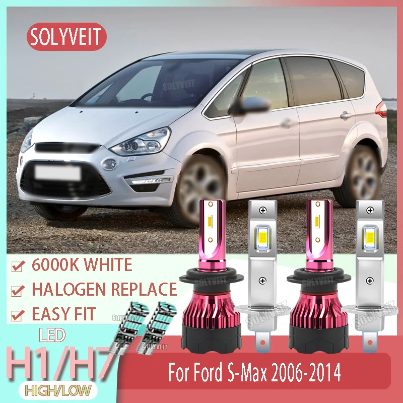 

Newly Upgrade Halogen Replace LED H1 High H7/477/499 Low Beam Bulb For Ford S-Max 2006 2007 2008 2009 2010 2011 2012 2013 2014