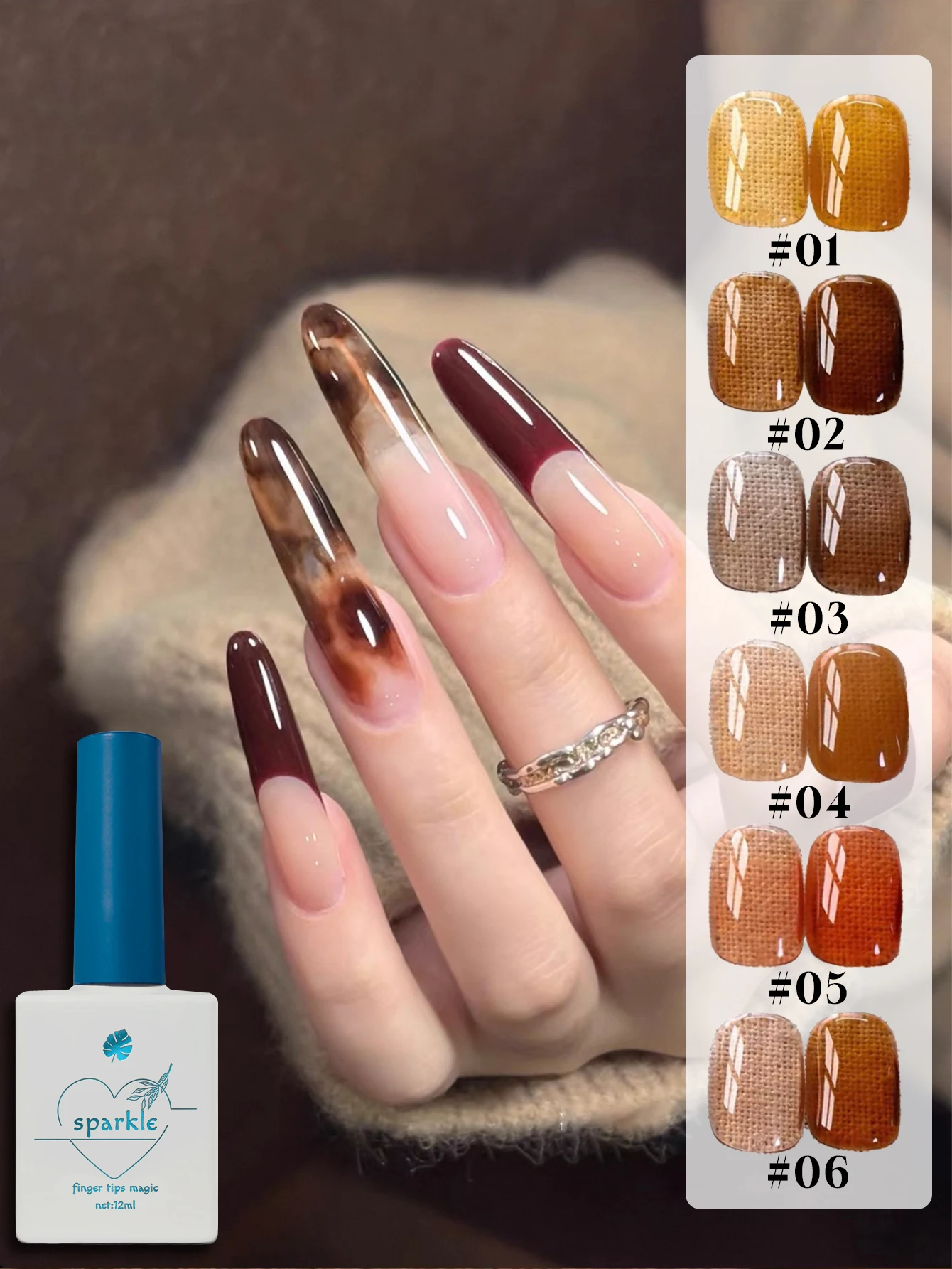 1/6PCS Bernstein Gel Nagellack Set, Herbst Beliebte Farbe Gel Lack Nagel Kit, Soak Off UV/LED Gel Polnisch, Für Home Salon Nail Art