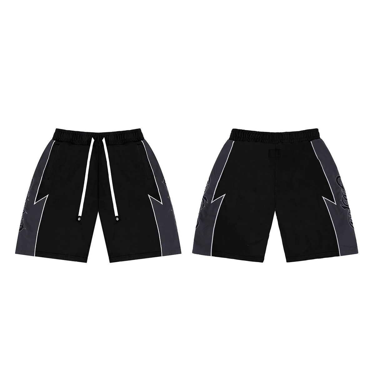 6 Colors Side Strip Letter Embroidery Casual Shorts for Men Elastic Waist Drawstring Baggy Breathable Five Point Pants Oversized