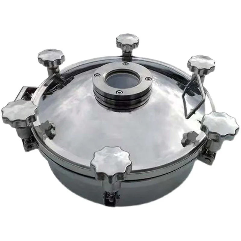 304 Stainless Steel Manhole with Mirror, Food Grade Inspection Hole, Tank Top Maintenance