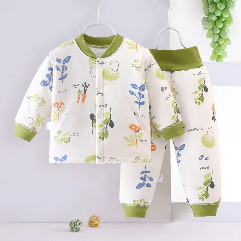 2Piece Winter Newborn Girls Clothes Toddler Boy Outfits Korean Cartoon Warm Thick Tops+Pants Baby Boutique Clothing Sets BC842