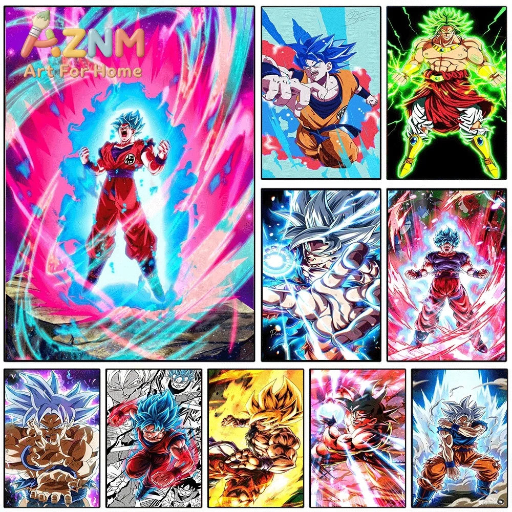 Dragon Ball Z, Goku Super Saiyan Azul, Broly, Anime, Lienzo para decoración de pared, sin marco, impresión individual, póster para decoración del hogar, regalo.