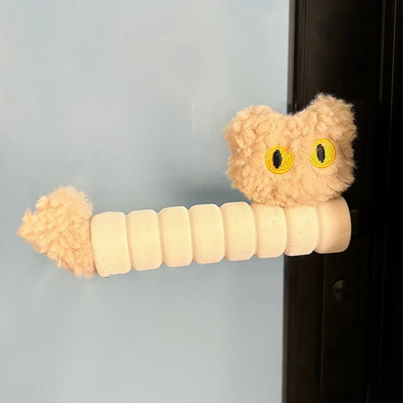 1pair Cat Door Handle Protector Cartoon Cute Handle Cover Anti-collision Plush Door Knob Covers Children's Room Home Decoration