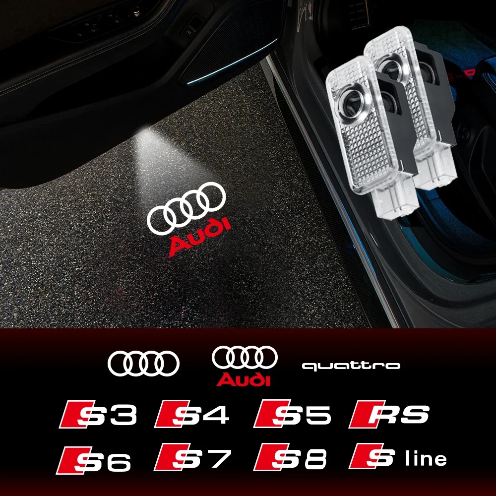 

2026 New 2Pcs Car HD Lamp LED Auto Door Welcome Light For Audi RS A6L A7 A4L Q5 Q7 A8 Q3 S Line S3 S4 S7 S6 S8 A5 A3 A4 Quattro