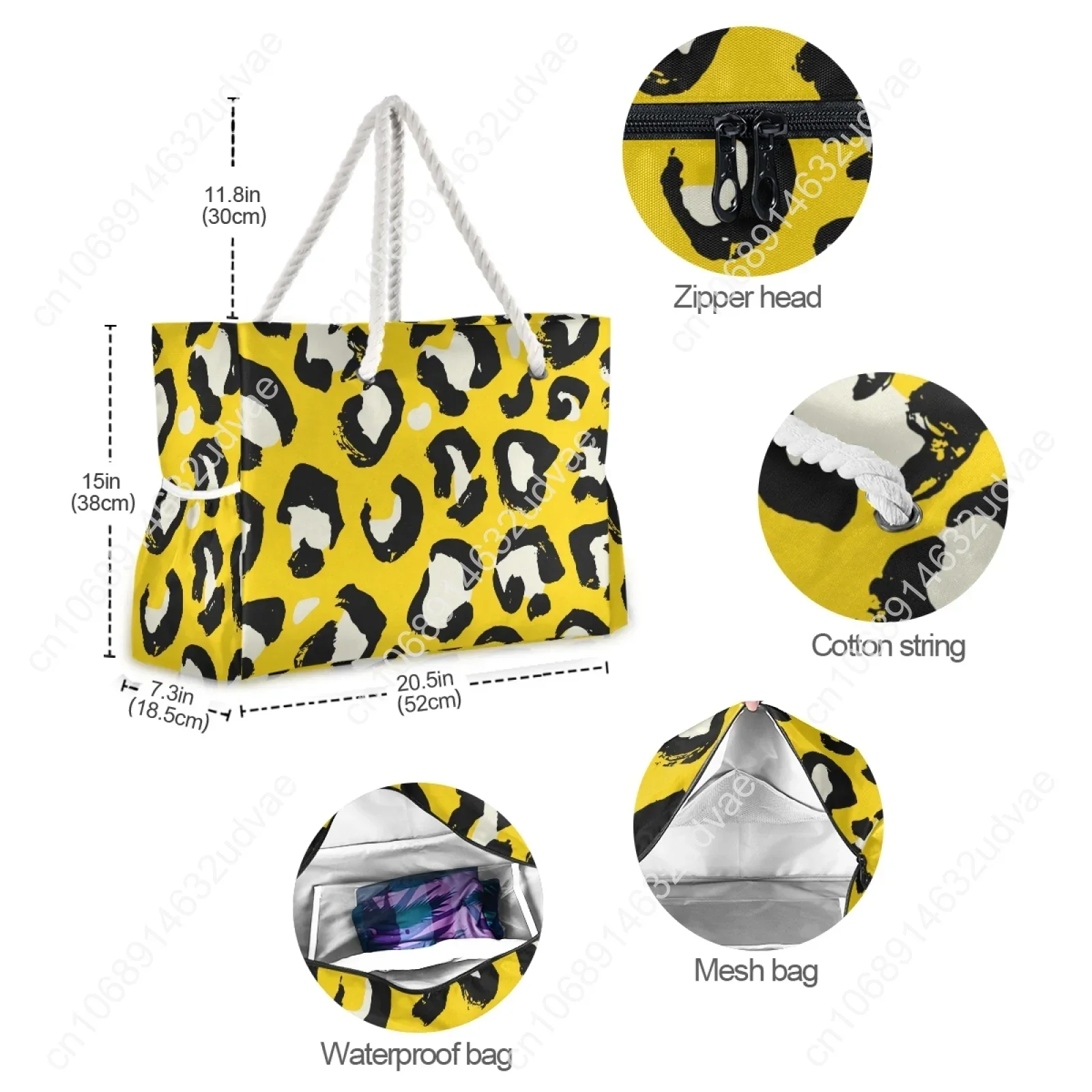 Designer Brand Women's Tote Bag Shoulder Bags Large Capacity Beach Bag Female Handbag High Quality Nylon Leopard Shopping Bag