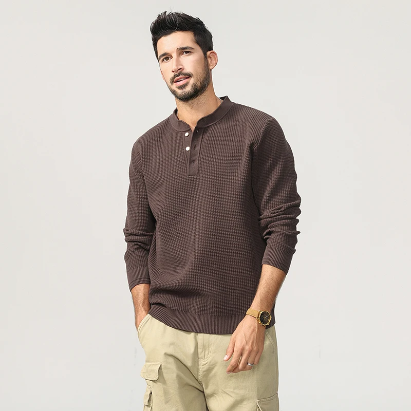 

Men Knitted Long Sleeve Causal Sweater Trendy Simple Workwear Y2K Autumn Winter American Vintage Style Faionable Baggy Pullover