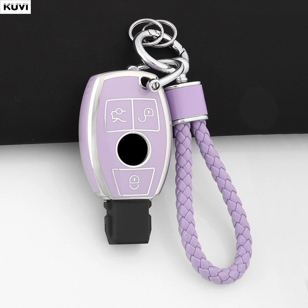 For Mercedes Benz A B C E Class GLS GLA GLK GLC CLS CLA AMG W204 W205 W212 W463 W176 Fashion TPU Car Key Case Cover Keychain Fob