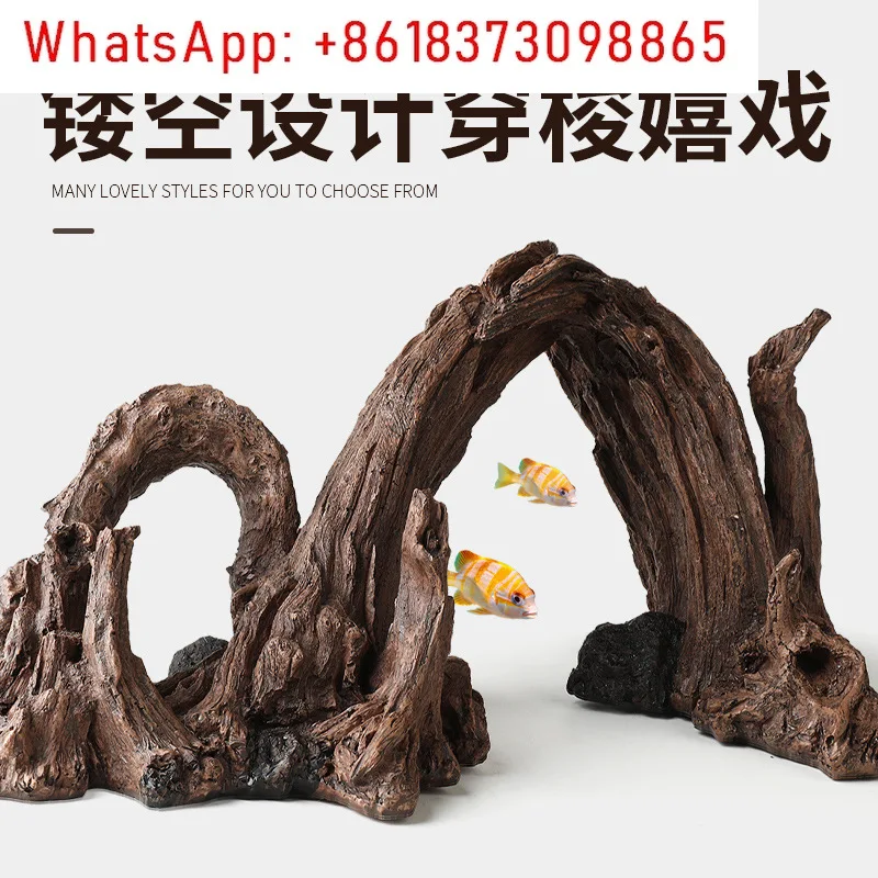 1Pcs fish tank landscaping ornament simulation sunken wood tree roots stump aquarium landscaping escape hole