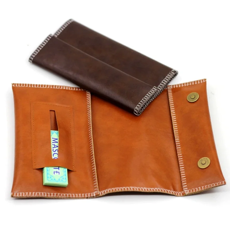 

Portable PU Leather Tobacco Pouch Bag Case Cigarette Pipe Holder With Smoking Tip Paper Storage Wallet
