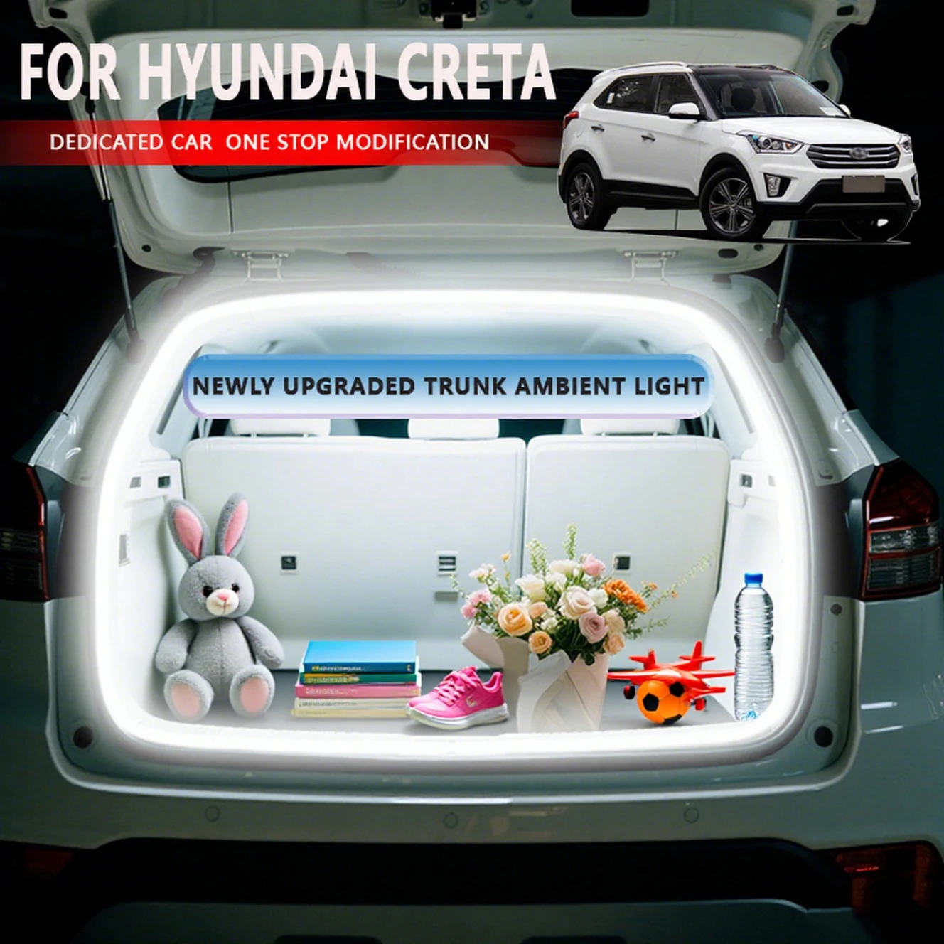 

FOR HYUNDAI CRETA Rear Trunk LED Light Bar Strips Trunk Interior Decorative Lamp Strip Luggage Atmosphere Light