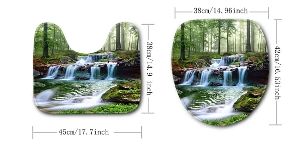 VIKAMA Badematten-Set mit tropischen Blättern, Palmenblatt, Monstera, grüne Pflanzen, Heimteppich, Flanell, Badezimmer, Bodenteppiche, Toilettendeckelbezug – Detail 3