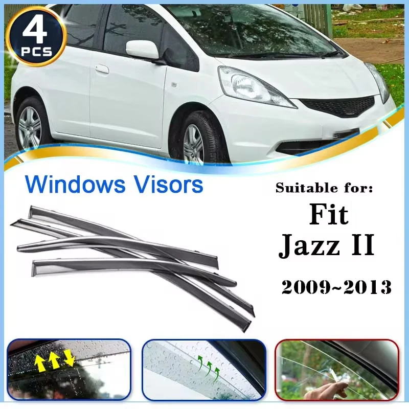 Finestra di automobile Visiera per Honda Fit Hatch Jazz II 2009 ~ 2013 Vent Tenda Pioggia Sole Sopracciglio Guard Copertura Deflettore Adesivi