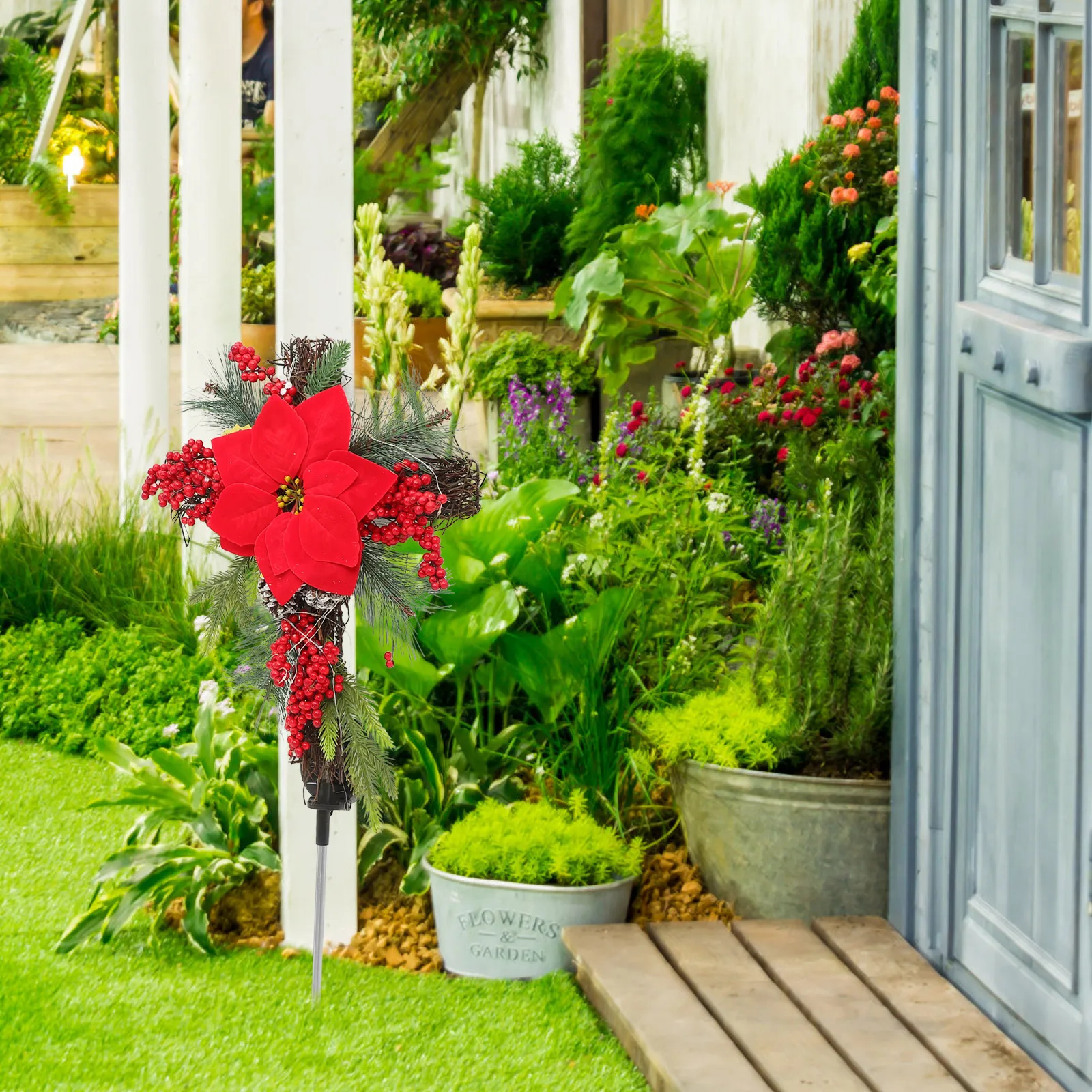 

Cross Lawn Light Durable Reliable Design Energy Saving Compact Size Outdoor Garden Decor Solar Stake Lights Landscape Lighting