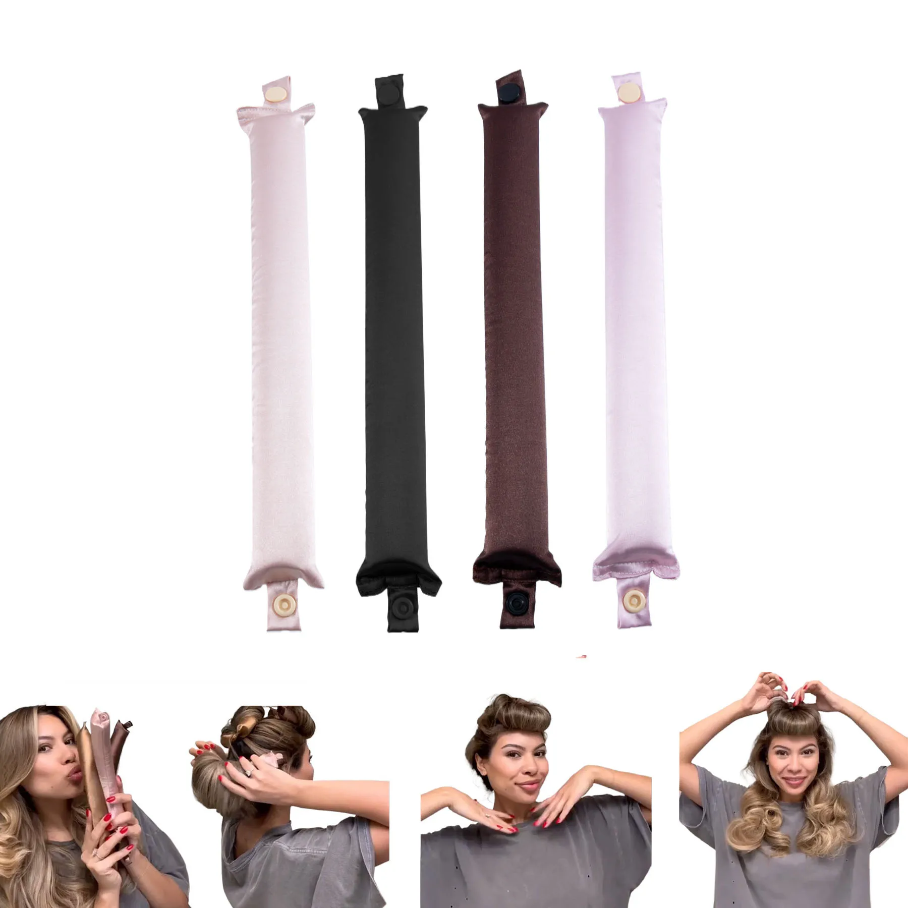 

4PCS New Heat-Free Sleep Curling Iron, Hair Clips & Headbands Set, Big Wavy Curling Tool, Lazy Sleep Curling Tool