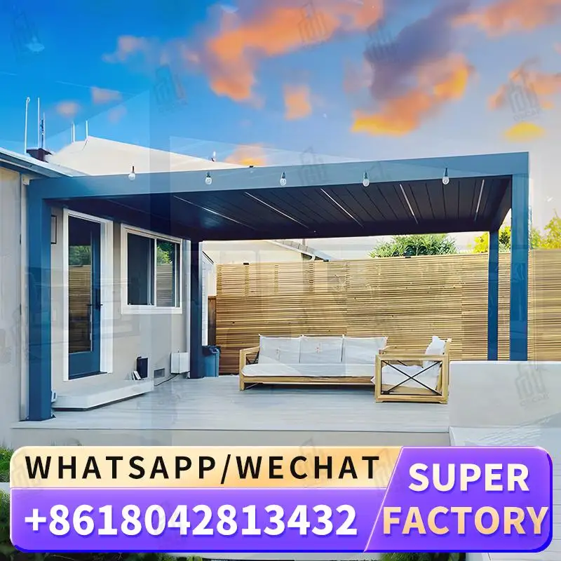 

Биоклиматическая электрическая выдвижная алюминиевая пергола 3x6 2x3 м с деревянной рамой из сплава, дизайн арки для наружного патио, сада, двора