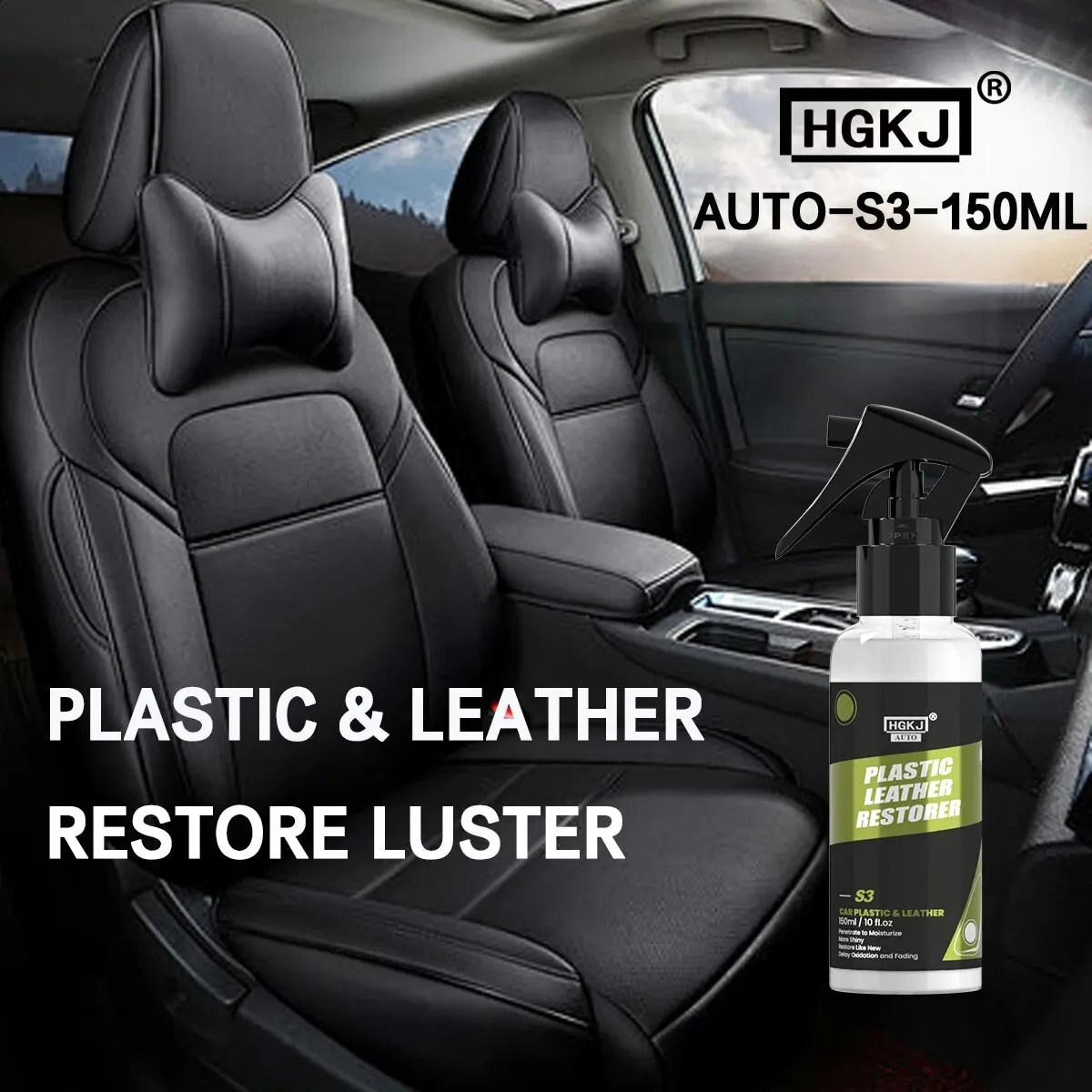 Car Plastic Leather Renovator Restorer Back To Black Interior Care Liquid Seat Leather Restoration Coat Wax HGKJ S3 150ML