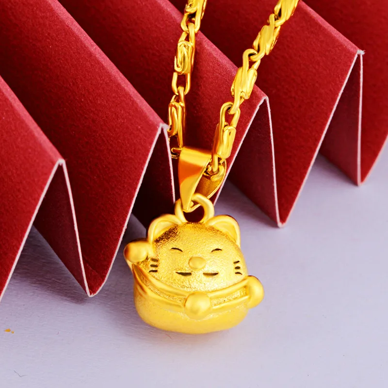 

Simple Versatile Lucky Cat Pendant Necklace For Women 24K Gold AU999 | Daily commute, easy to match