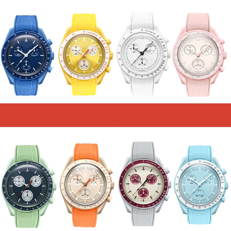 حزام (استيك) ساعة ل أوميغا X سواتش المشتركة MoonSwatch حزام ساماستر 300 الرجال النساء 20 مللي متر المطاط سيليكون منحني نهاية سوار ل Seiko