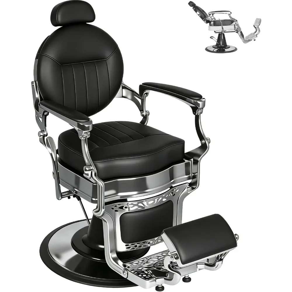 

Barber Chair Salon Chair for Hair Stylist, 700 LBS Heavy-Duty Vintage Barber Chair, Reclining Professional Salon Customized