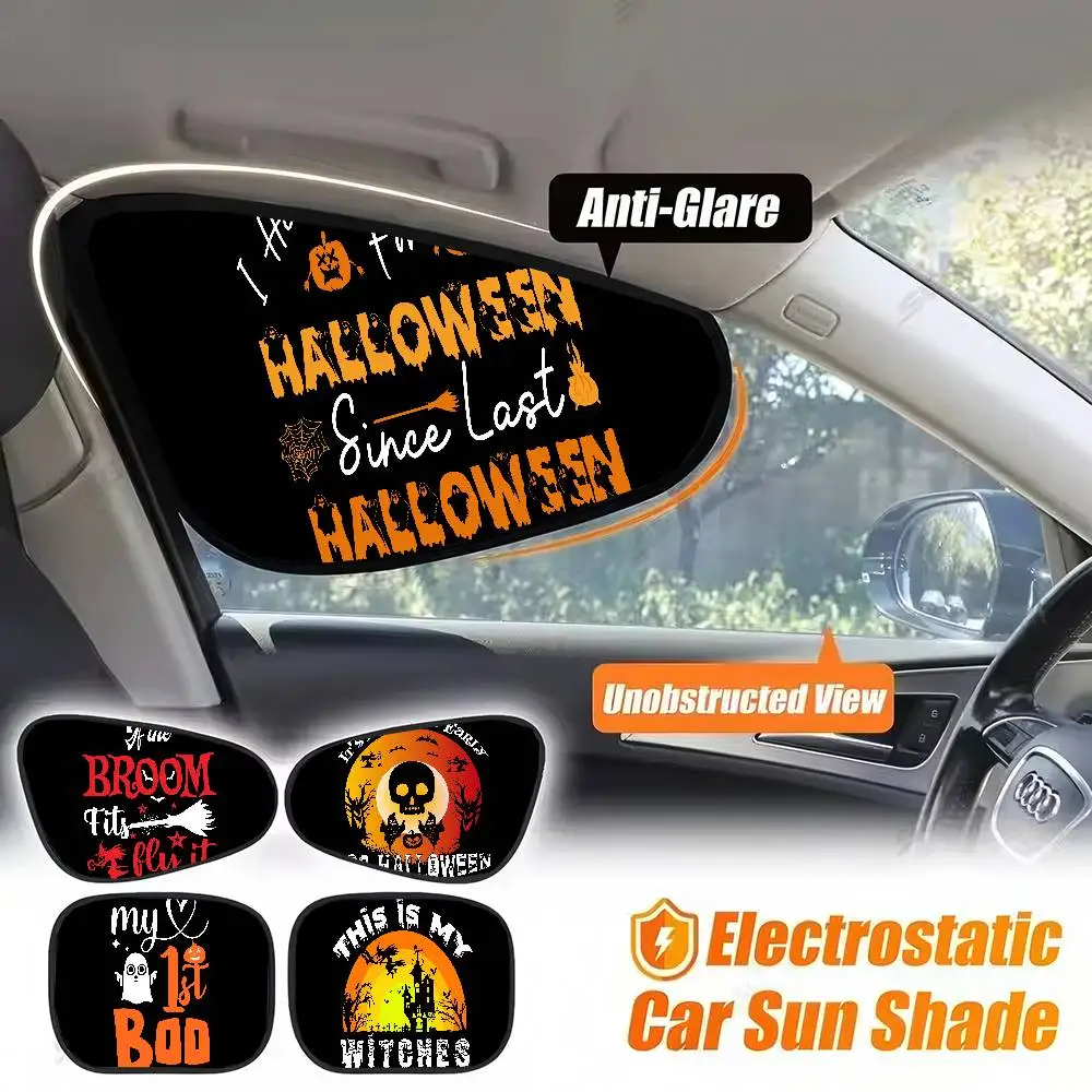 

Cartoon Halloween Skull/Ghost/Lettters Car Side Window Sunshade - Sun Block Film, UV Protection, Sun Visor Curtain