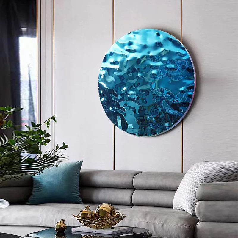 %S_ Stainless Steel Metal Arts Minimalist Wall Decorations Creative Water Ripples Water Drops Wall Hanging