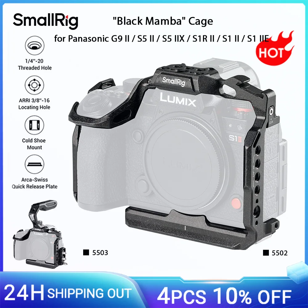 

SmallRig "Black Mamba" Cage for Panasonic G9 II / S5 II /S5 IIX/S1R II/S1 II/S1 IIE w Quick-Release Plate for Arca-Swiss -5502
