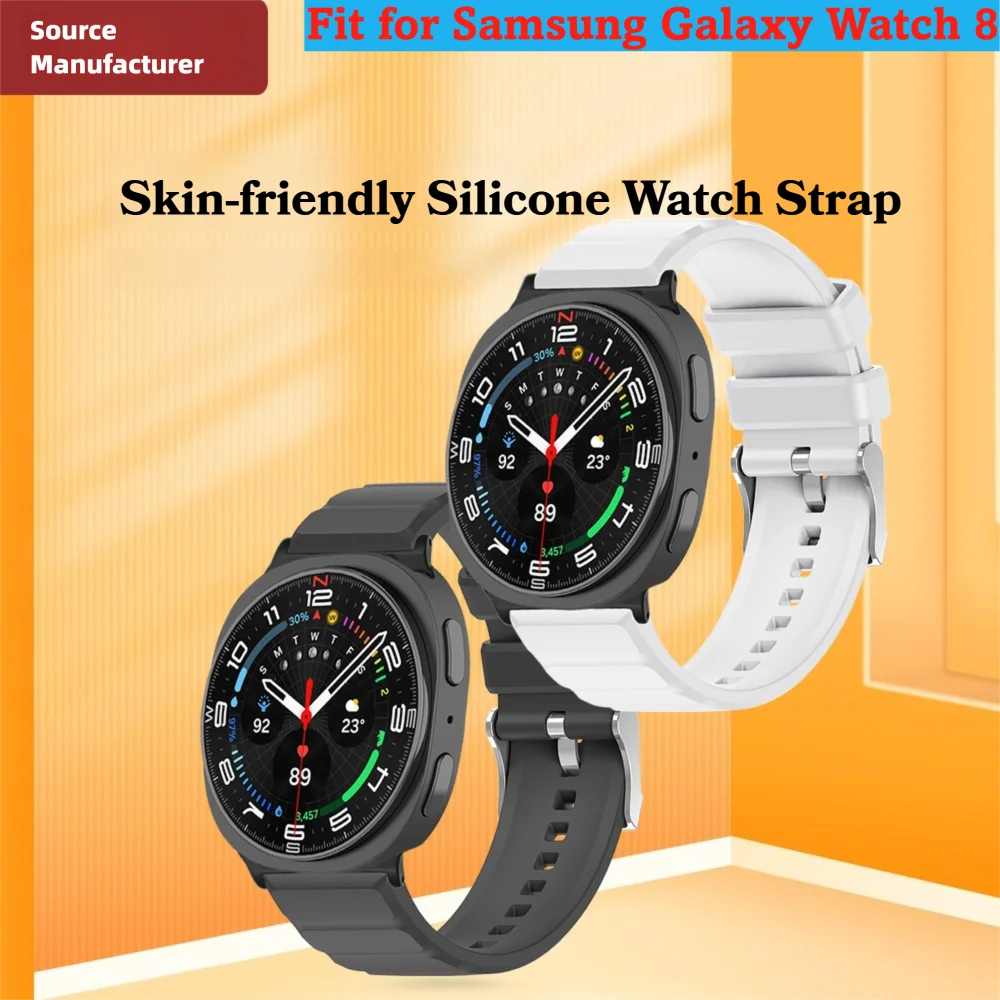 

Skin-friendly Silicone Watch Strap For Samsung Galaxy Watch 8 Easy Install Waterproof Sport Smart Watch Band Man Woman Bracelet