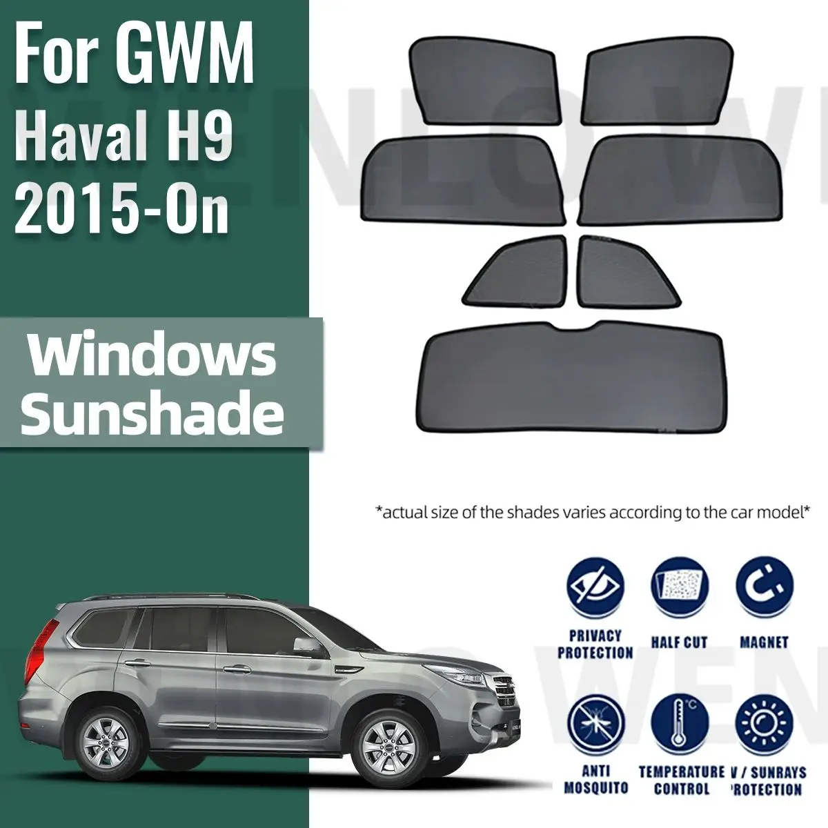 

For GWM Haval H9 2015-2020 2021 2022 2023 Car Sunshade Shield Front Rear Windshield Curtain Side Baby Window Sun Shade Visor