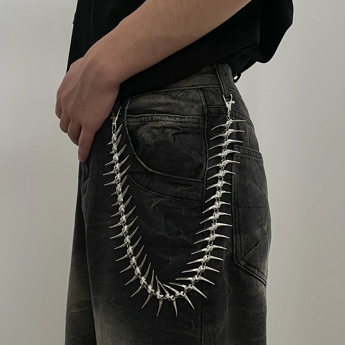 Salircon Hip-Hop Punk Rock Metall-Hosenkette für Herren, Übertriebene Nieten-Hosenkette, Steampunk-Schmuck 2026 Neu