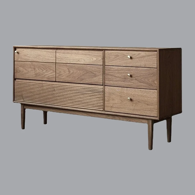A  sale simple all-solid wood eight-bucket cabinet  black walnut bedroom storage furniture low-edge cabinet