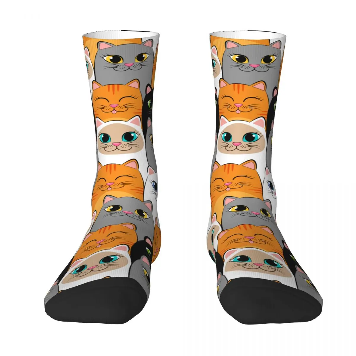 Cute Cats Colorful Socks Seamless Pattern Harajuku Stockings Couple Quality Cycling Socks Autumn Printed Anti Bacterial Socks
