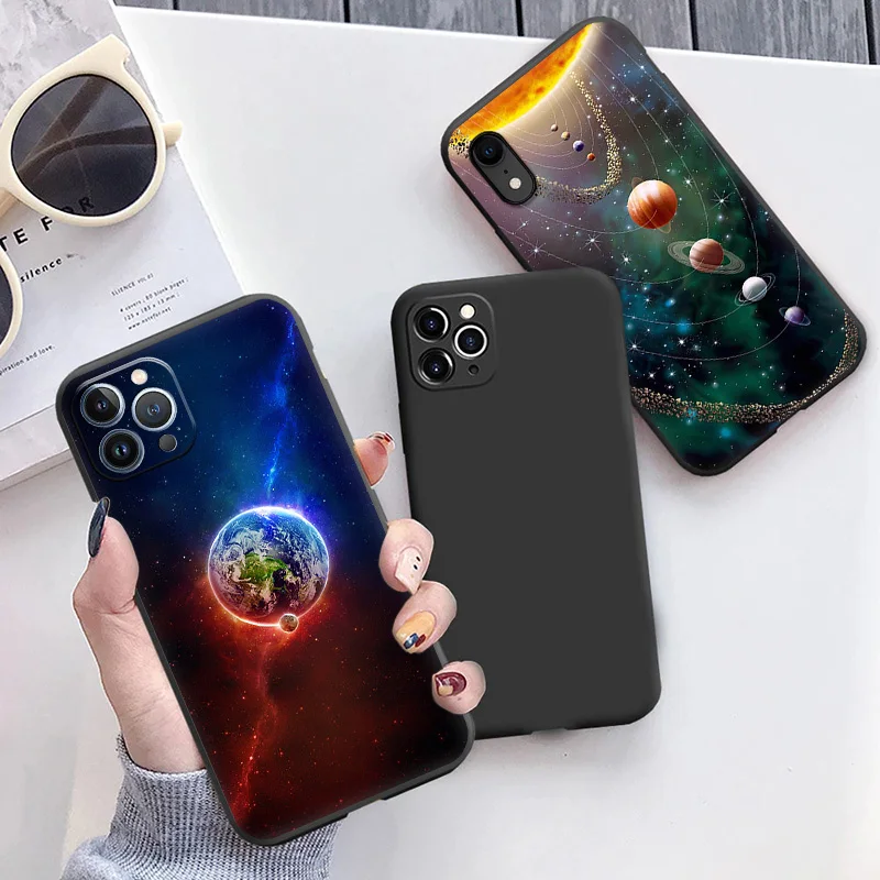 Phone Case For iphone 15 Pro Max 7 8 6S 13 14 Plus SE 12 11 XS X XR Mini Meteor Universe Starry Sky Soft Camera Protective Cover