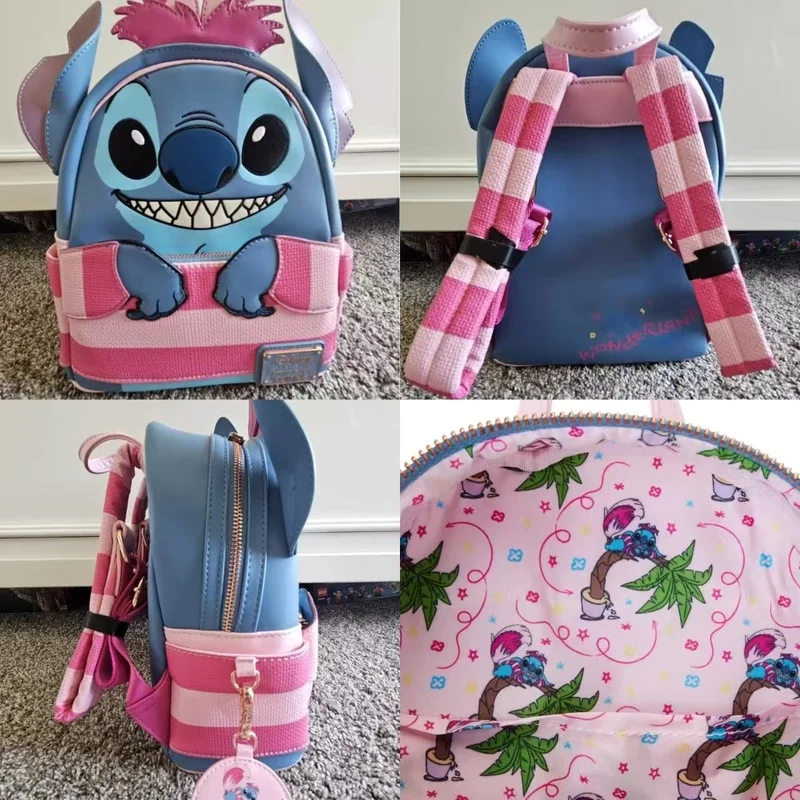 

Loungefly Disney Stitch In Cheshire Cat Costume Exclusive Cosplay Mini Cartoon-Printed Blue And Pink Backpack Festival Gift