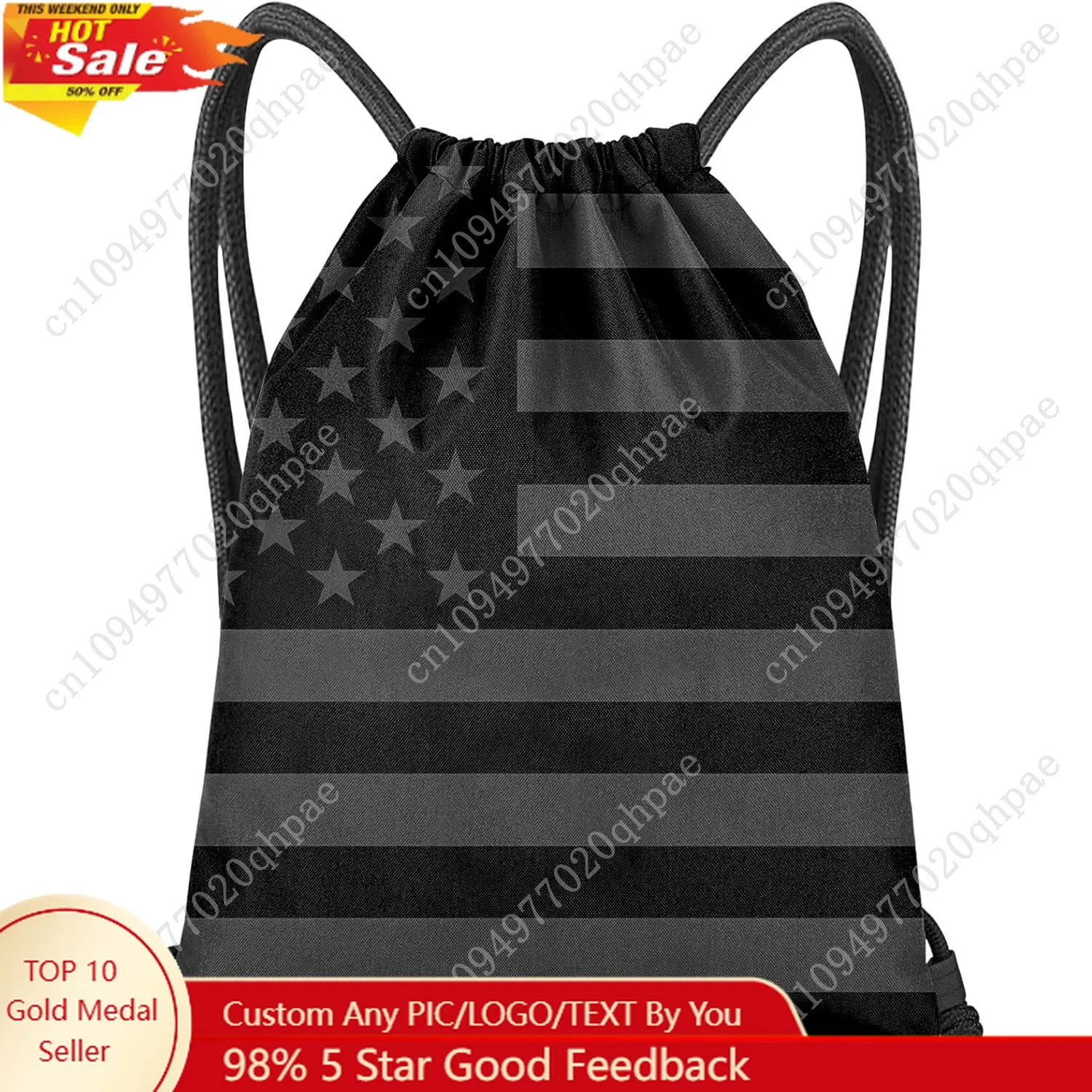 

Drawstring Backpack for String Bag Waterproof Cute Sports Beach Swimming Travel (13"×17")-Flag