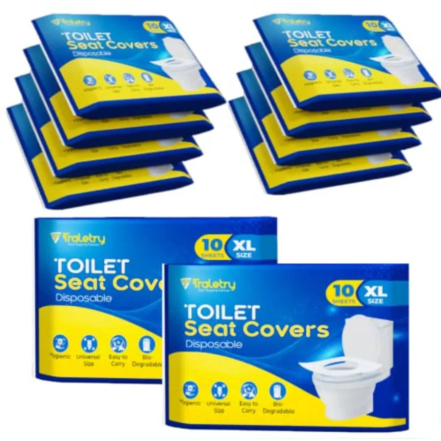 

Toilet Seat Covers Disposable Flushable Travel Pack of 100, XL Biodegradable Paper Toilet Seat Covers for Adults and,Public Res