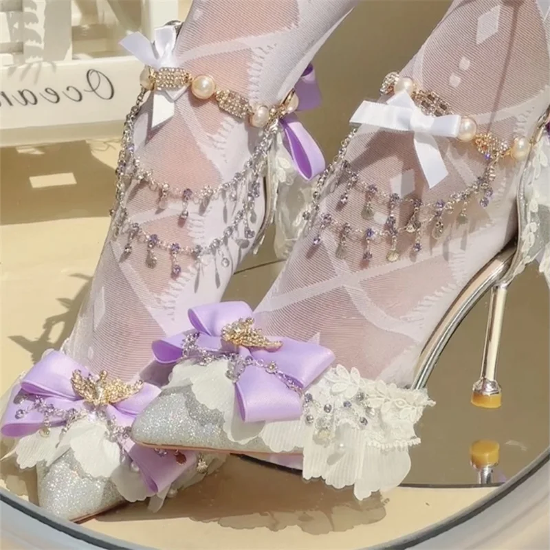 

Original Lolita High Heels Cute Lolita Shoes Super Fairy Elegant Wedding Shoes Pointed Shoes Fairy Handmade Luo Shoes
