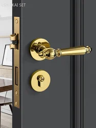 Golden Light Luxury Split Security Door Lock High-grade Zinc Alloy Mute Bedroom Door Lock Indoor Double-sided Handle Lockset