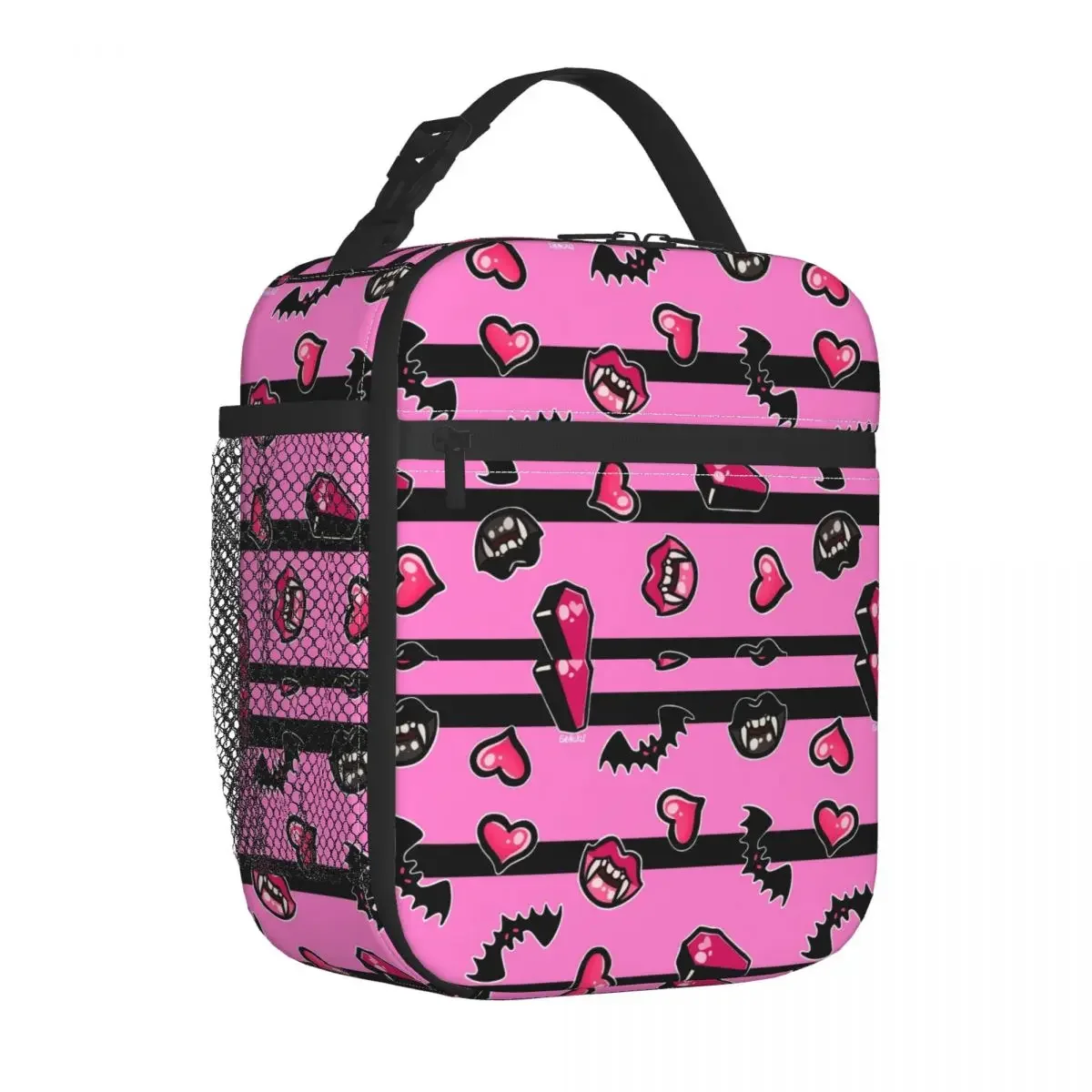 Pink Vampire Insulated Lunch Bags Thermal Bag Lunch Container Draculaura Monster High Large Tote Lunch Box Food Handbags School