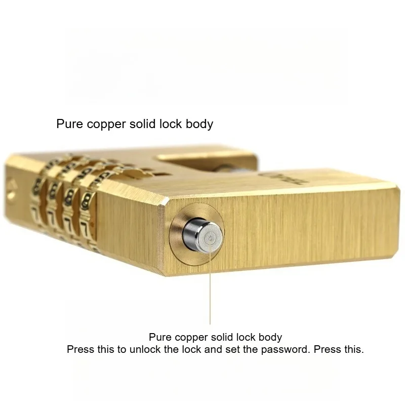 Rectangular Pure Copper Large Outdoor Waterproof And Rust-Proof Solid Brass Door Chain Mechanical Password Lock
