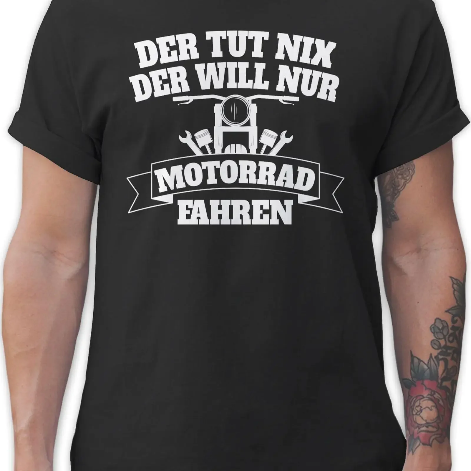 T Shirtracer Men's Shirt Biker Der Tut nix Will nur Motorrad Fahren vintage Washed Soft Top For Everyday Wear Slightly fashion