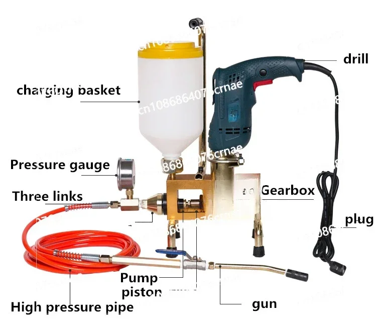 Injection Pump Epoxy / Polyurethane Foam Grouting Machine Steel HosePolyurethane Crack