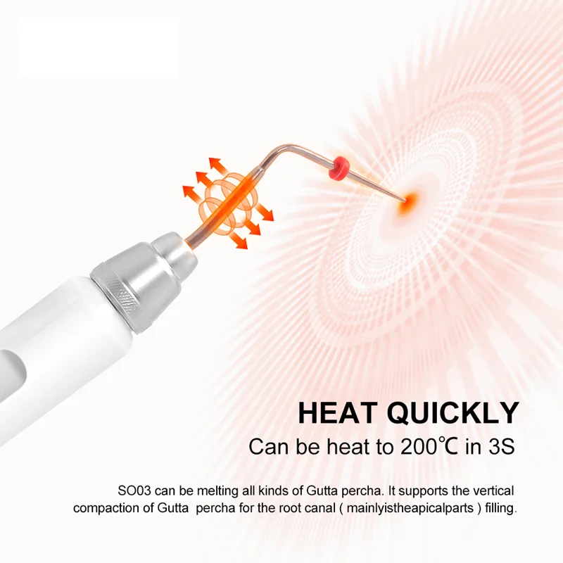 Dental Hot Melt Gum Cutter Wireless Gutta Percha Obturation System Endo Heated Pen with 2 Tips