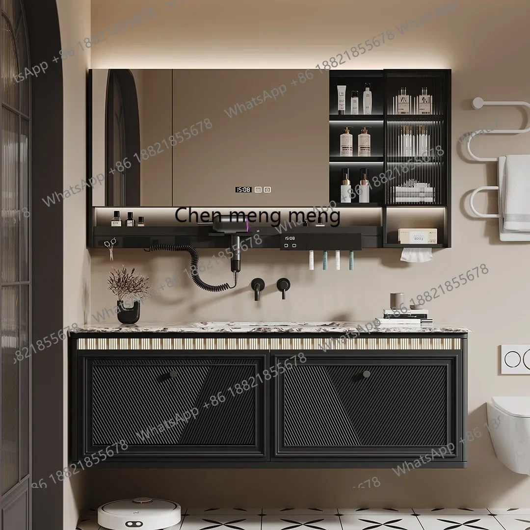 C88 French retro oak bathroom cabinet combination integrated basin washbasin toilet washbasin luxury stone