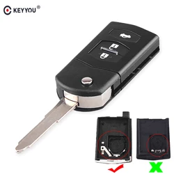 KEYYOU Folding Car Key Shell For MAZDA 2 3 5 6 RX8 MX5 Flip Remote Key Black Fob Case Cover 3 Buttons Key Car-Styling