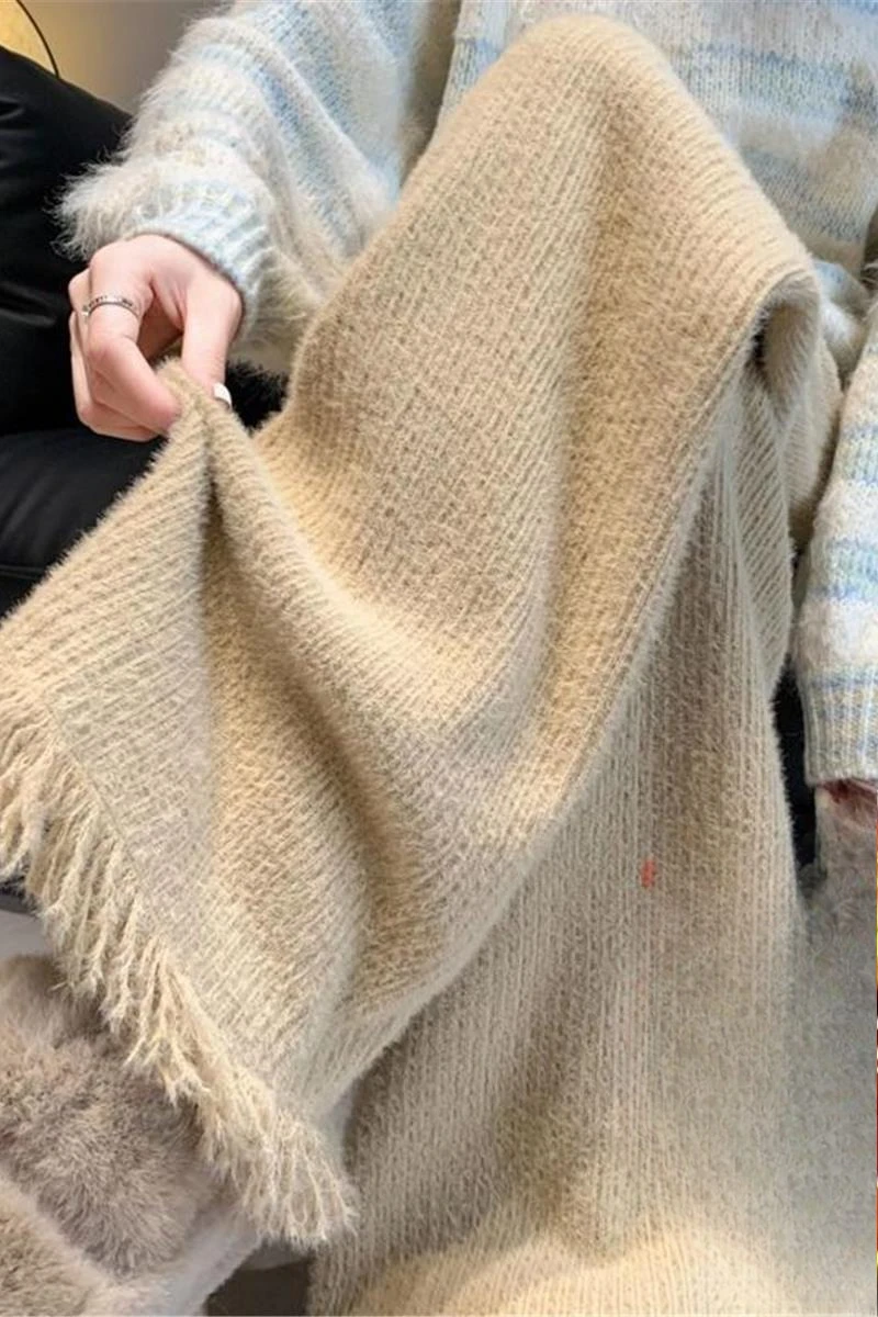 

Модные вязаные повседневные брюки с бахромой, женские осенне-зимние мягкие восковые свободные широкие брюки с высокой талией, женские CQ50