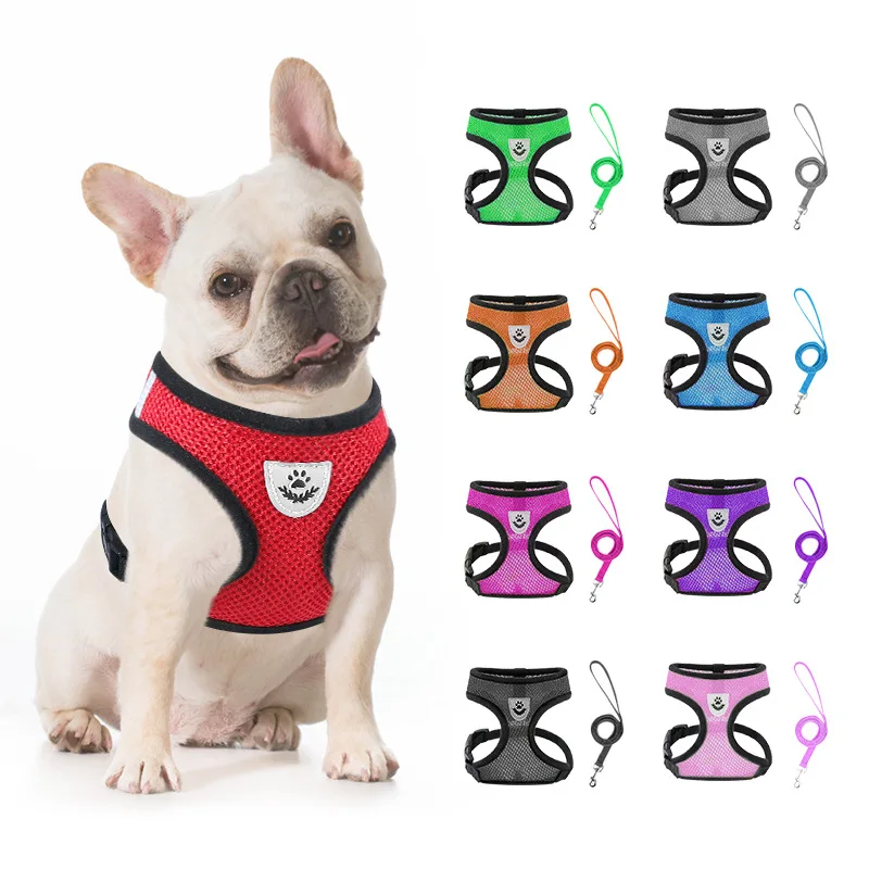 Cat Dog Harness with Lead Leash Adjustable Vest Polyester Mesh Breathable Harnesses Reflective sti for Small Dog Cat accessories