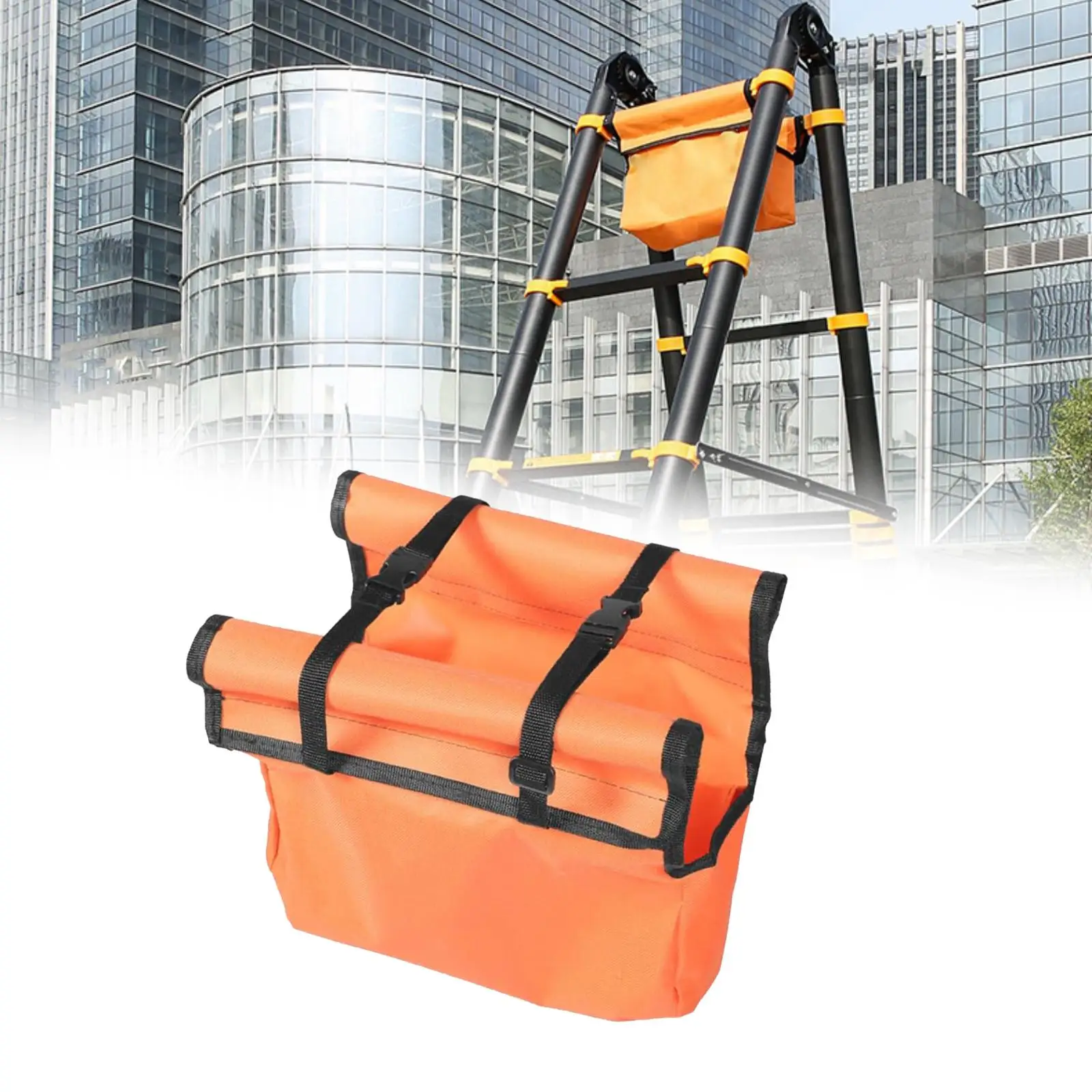 Folding Ladder Tool Storage Bag Versatile Durable 12 Inches Long Convenient Orange Accessories Oxford Cloth for Workshop