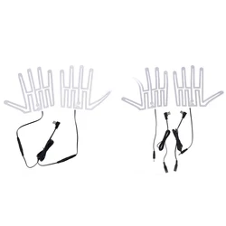 1 Pair Five-Finger Thermal Gloves Heating Pad Carbon Fiber 5V Electric Insulation Heating Film for Outdoor Skiing